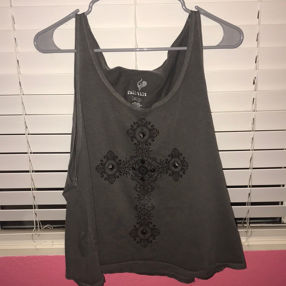 Gray tank with a cross & studs